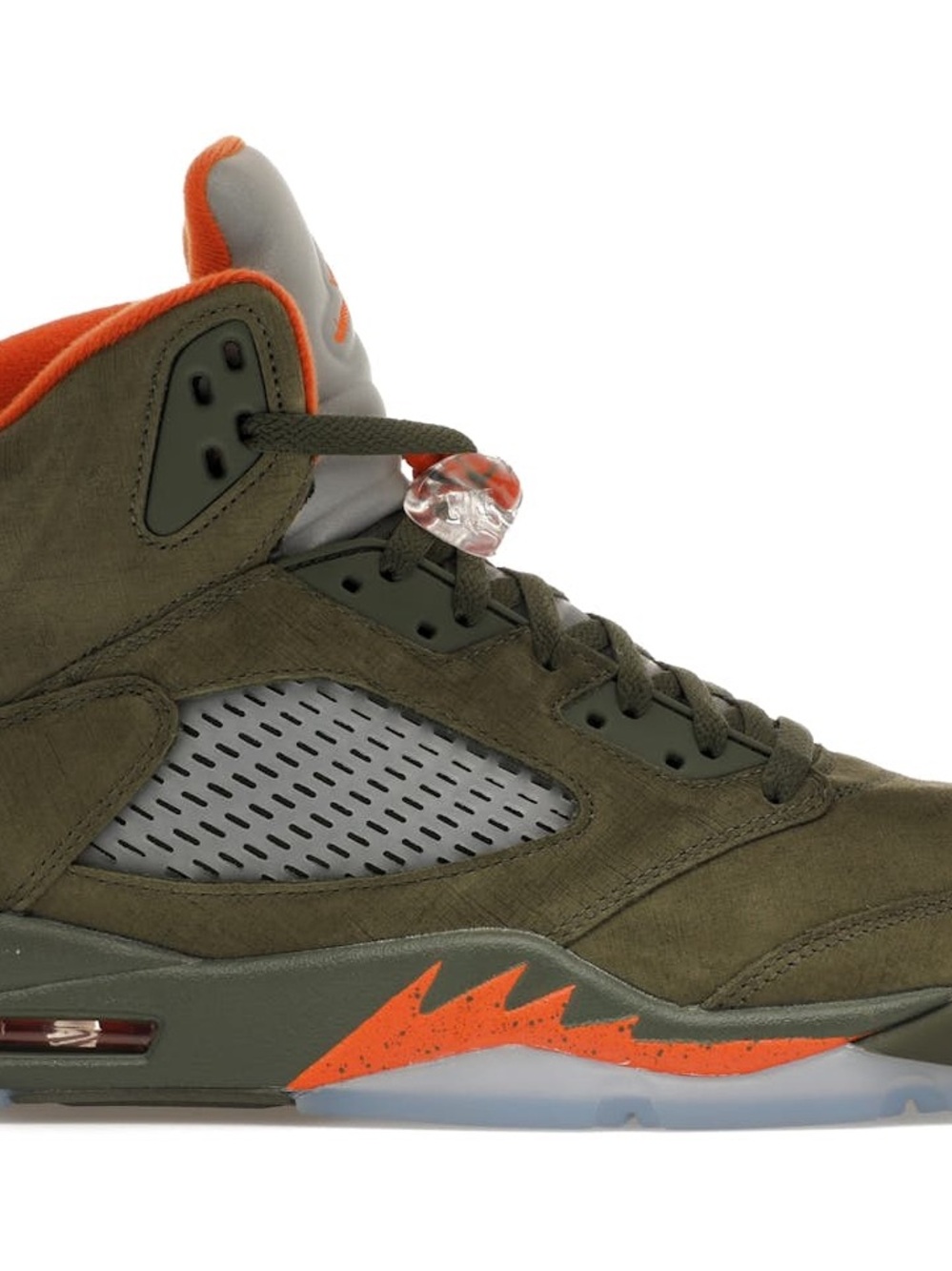Jordan Men's Olive Green & Orange Suede Basketball Sneakers